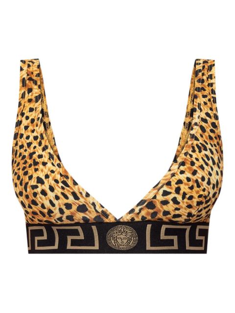 Versace leopard-print logo-band bra - Yellow - zdjęcie produktu nr 1