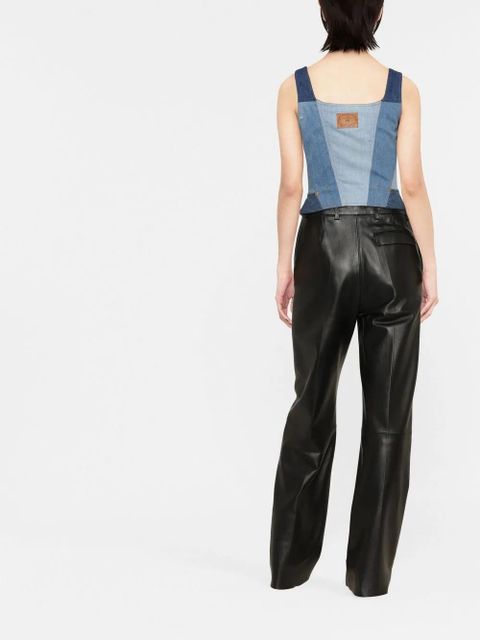 Marine Serre regenerated denim bustier top - Blue