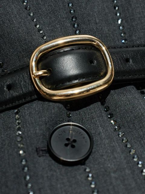 Self-Portrait rhinestone-embellished belted blazer - Grey