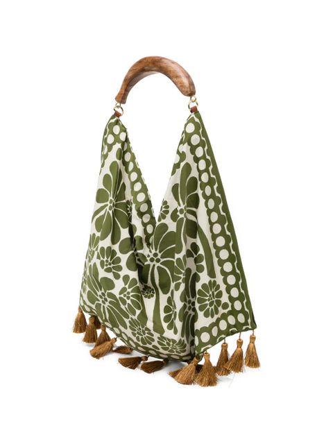 FARM Rio floral-print tassel tote bag - Green - zdjęcie produktu nr 2