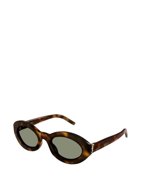 Saint Laurent Eyewear oval-frame patterned sunglasses - Brown