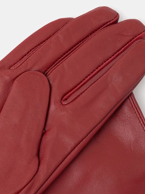 Answear.LAB rękawiczki skórzane damskie kolor bordowy