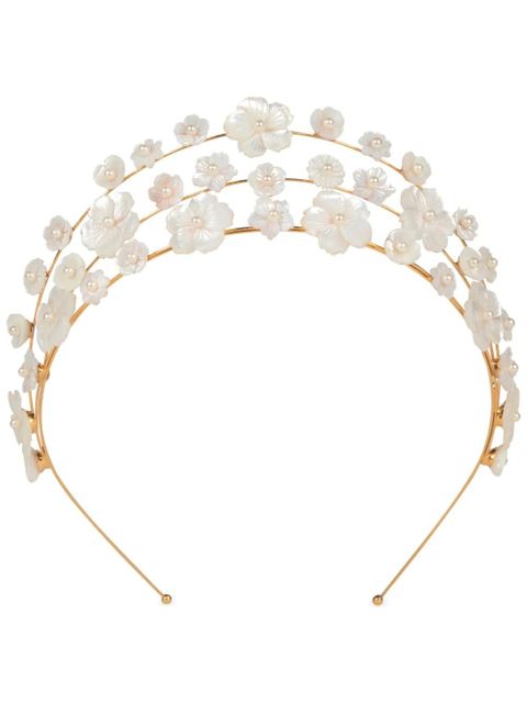 Jennifer Behr Jenette floral-appliqué crown - Gold - zdjęcie produktu nr 1