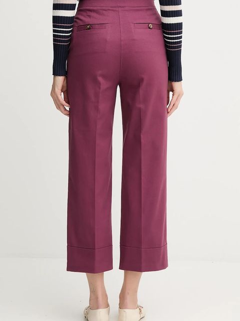 United Colors of Benetton spodnie damskie kolor fioletowy proste high waist 4SJCDF07J