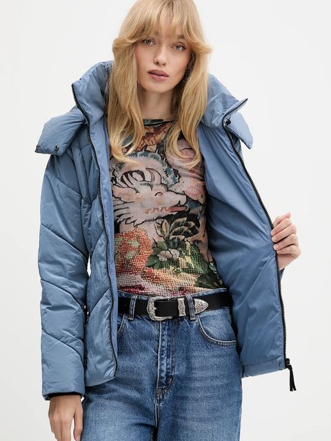 Desigual kurtka LYN kolor niebieski zimowa 25WWEW60