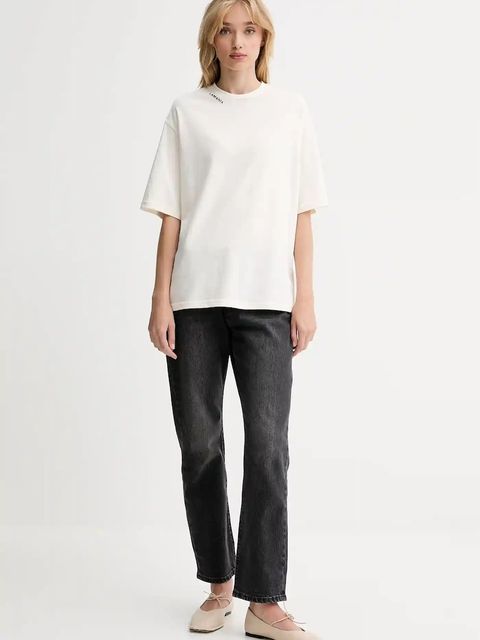 La Mania t-shirt bawełniany damski kolor beżowy ADELL