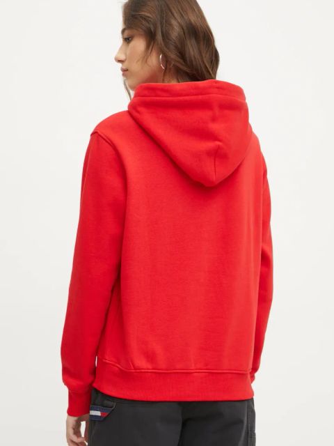 Tommy Jeans bluza damska kolor czerwony z kapturem DW0DW17324