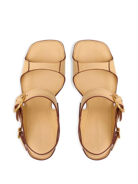 ZIMMERMANN Solena buckle-fastening woven-heel sandals - Neutrals