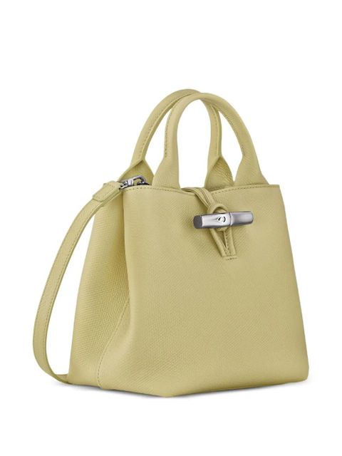 Longchamp Le Roseau S grained-leather tote bag - Green - zdjęcie produktu nr 2
