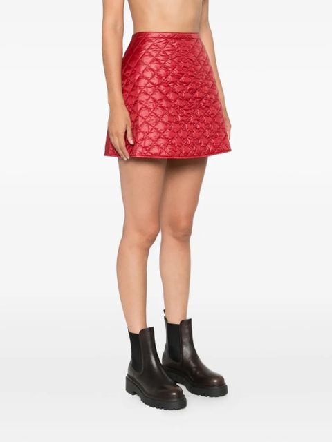 Moncler diamond-quilted mini A-line skirt - Red
