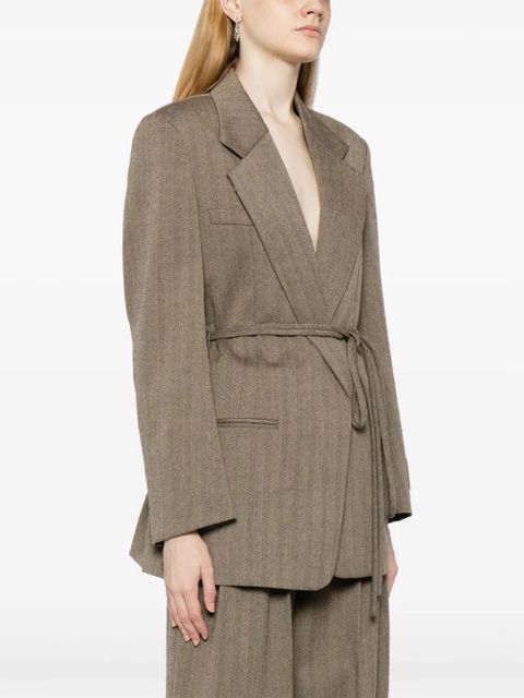Alexander Wang herringbone wrap wool blazer - Brown