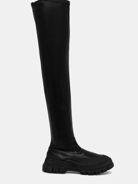 Weekend Max Mara kozaki BALLATA damskie kolor czarny na płaskim obcasie 2425796075600