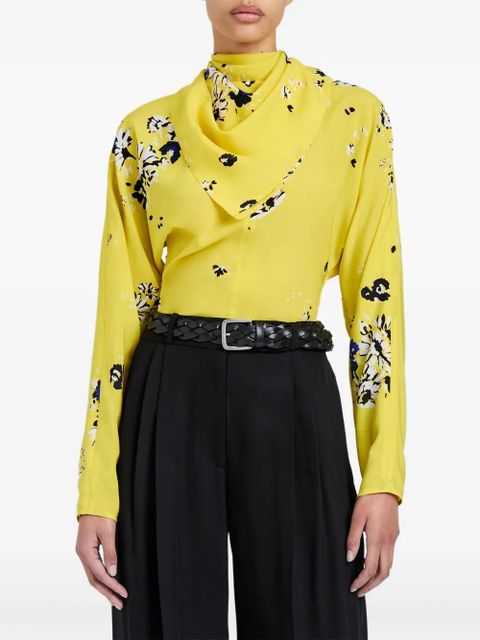 Proenza Schouler floral-print draped-neck blouse - Yellow