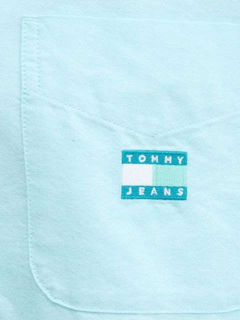 Tommy Jeans koszula damska kolor turkusowy relaxed z kołnierzykiem klasycznym DW0DW20988