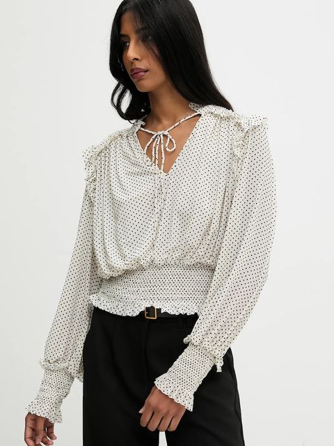 Answear.LAB bluzka damska kolor beżowy wzorzysta - zdjęcie produktu nr 1