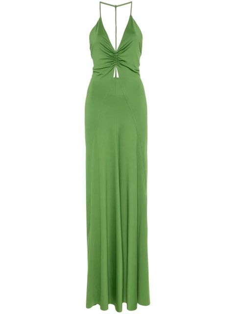 Victoria Beckham V-neck ruched gown - Green - zdjęcie produktu nr 1