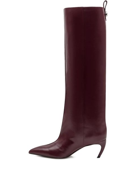 The Attico 65mm Lea pointed-toe leather boots - Red