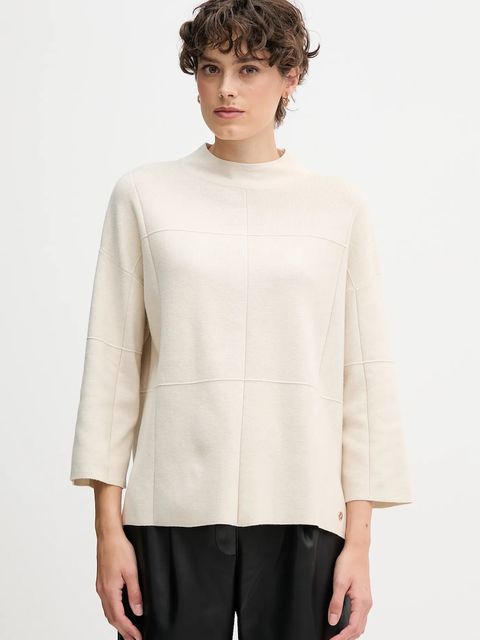 Joseph Ribkoff sweter damski kolor beżowy lekki z półgolfem 261981 - zdjęcie produktu nr 1