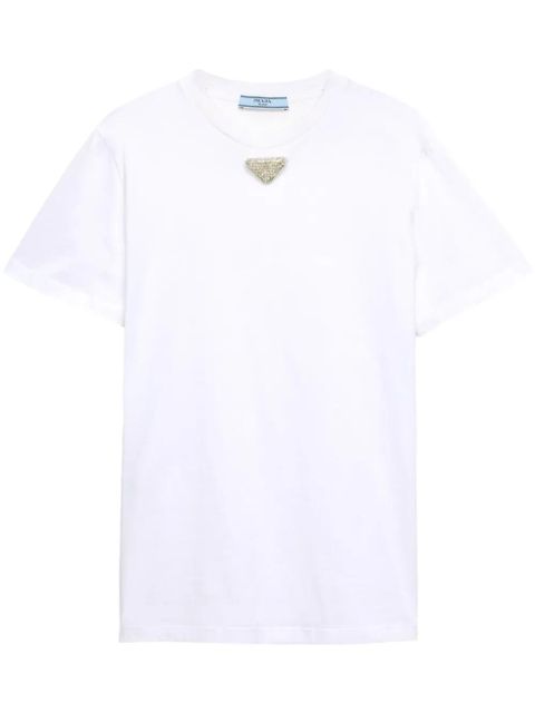 Prada triangle-embroidered T-shirt - White - zdjęcie produktu nr 1