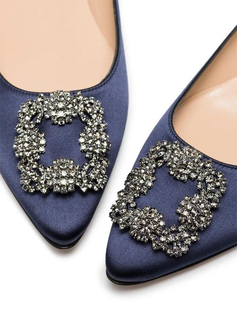 Manolo Blahnik Hangisi appliqué flat pumps - Blue - zdjęcie produktu nr 2
