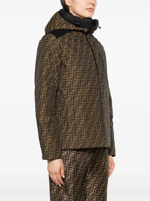 FENDI FF-jacquard canvas ski jacket - Brown