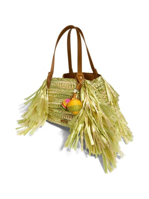 Aquazzura Trancoso fringe-trimmed tote bag - Green