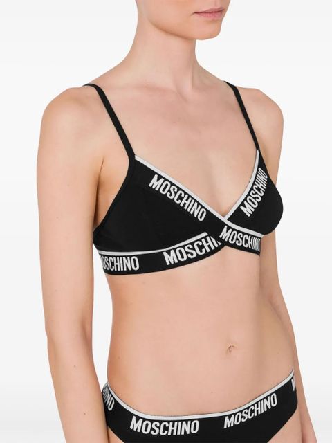 Moschino logo-underband triangle-cup bra - Black