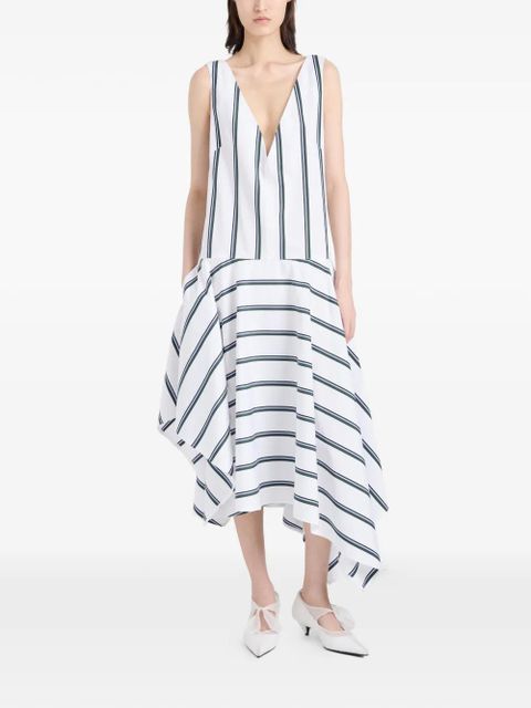 Proenza Schouler Beatriz striped V-neck midi dress - White - zdjęcie produktu nr 2