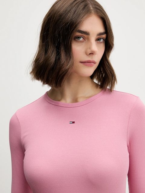 Tommy Jeans longsleeve damski kolor różowy DW0DW17387