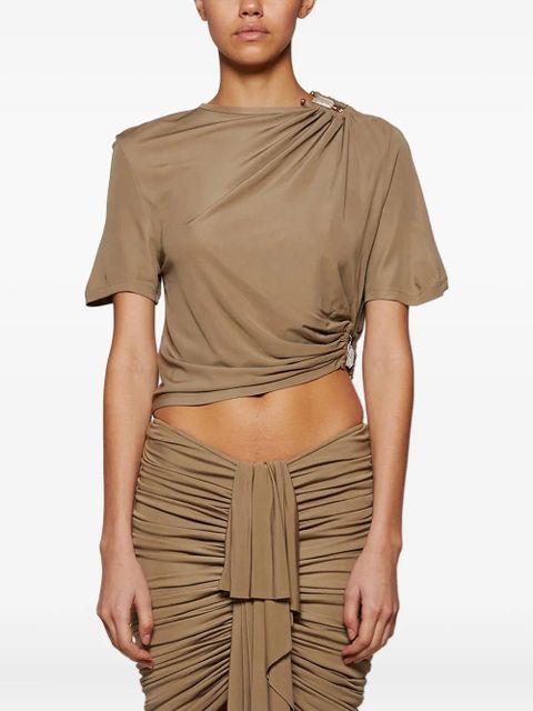 Christopher Esber ruched ring-detail tee - Neutrals