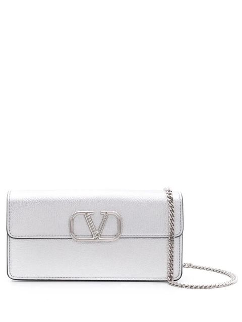 Valentino Garavani VLogo Signature metallic wallet-on-chain - Silver - zdjęcie produktu nr 1