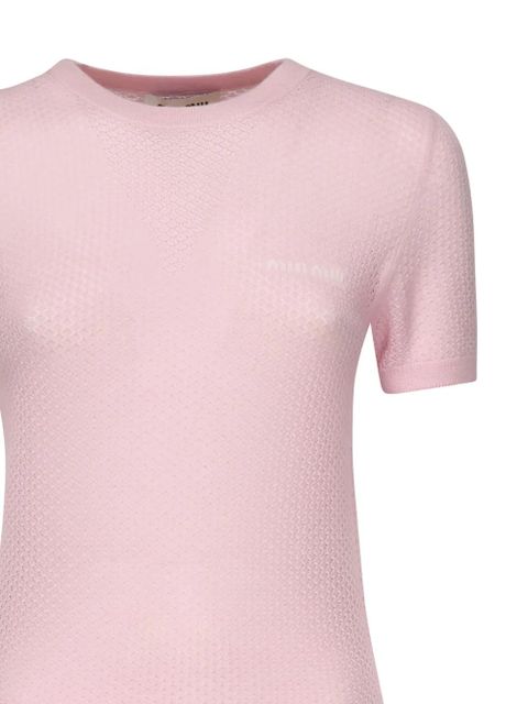 Miu Miu lace-effect intarsia top - Pink
