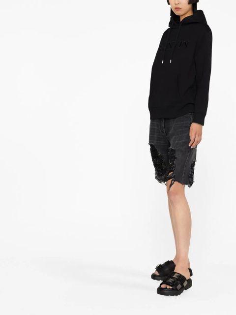 Lanvin logo-print drawstring hoodie - Black