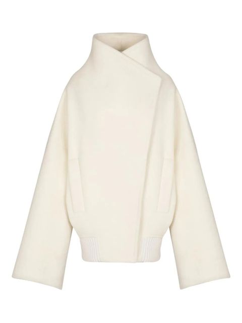 Balmain high-neck wide-sleeve coat - White - zdjęcie produktu nr 1