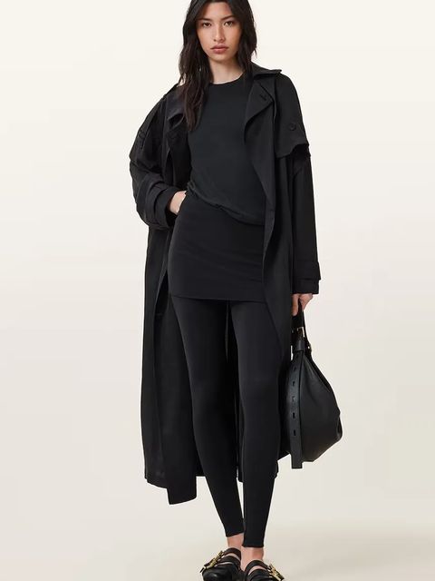 AllSaints legginsy RAFFI damskie kolor czarny gładkie W079TD