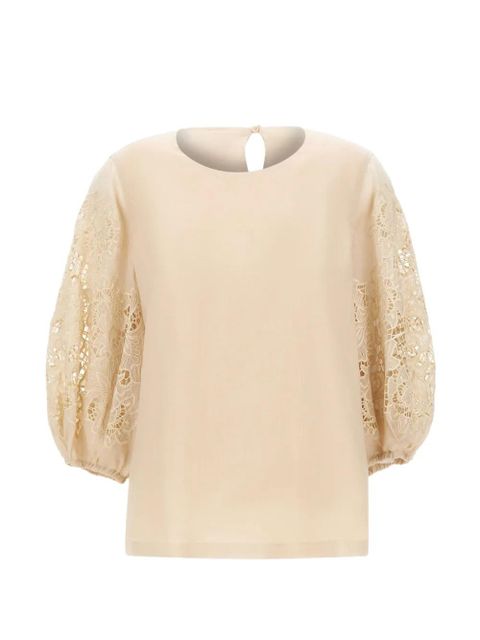 Max Mara macramé sleeve blouse - Neutrals - zdjęcie produktu nr 1