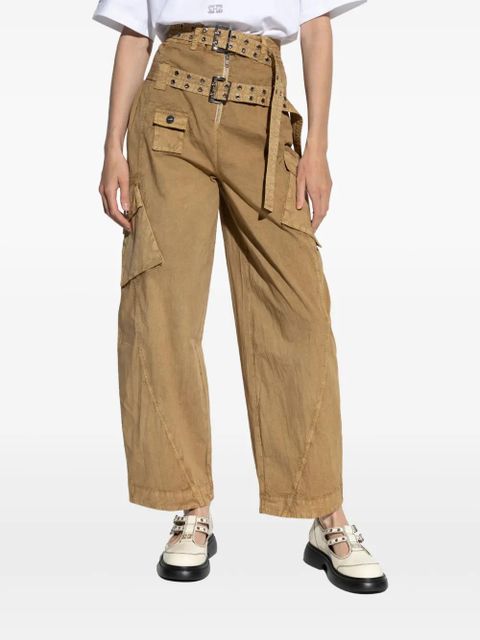 GANNI cotton pocket trousers - Neutrals