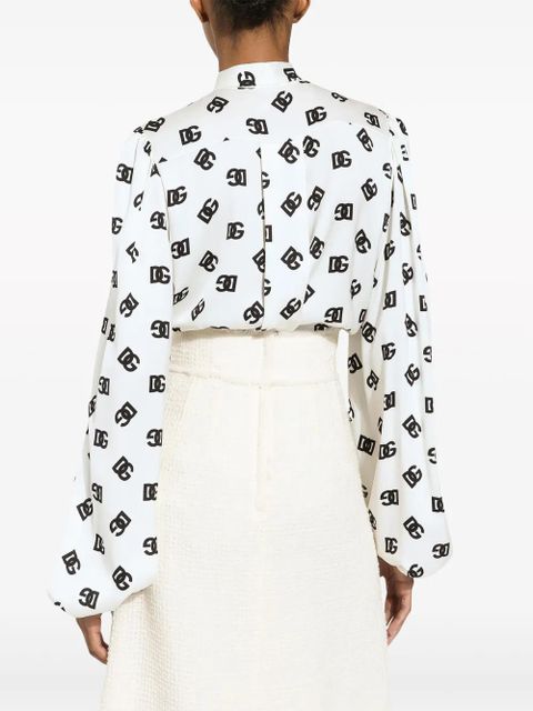 Dolce & Gabbana logo-print attached-scarf shirt - White - zdjęcie produktu nr 2