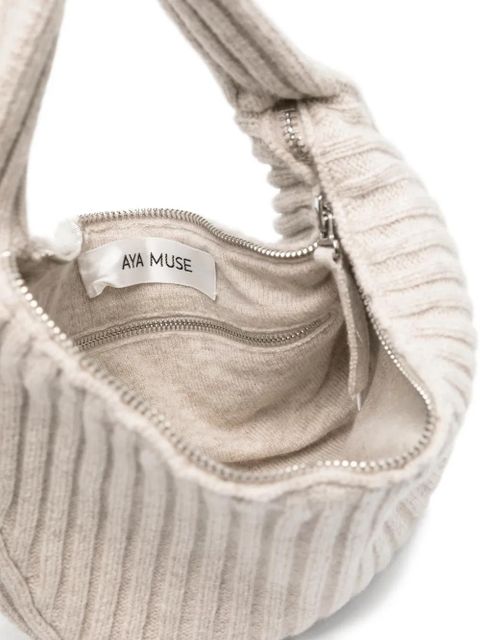 Aya Muse ribbed zip tote bag - Neutrals
