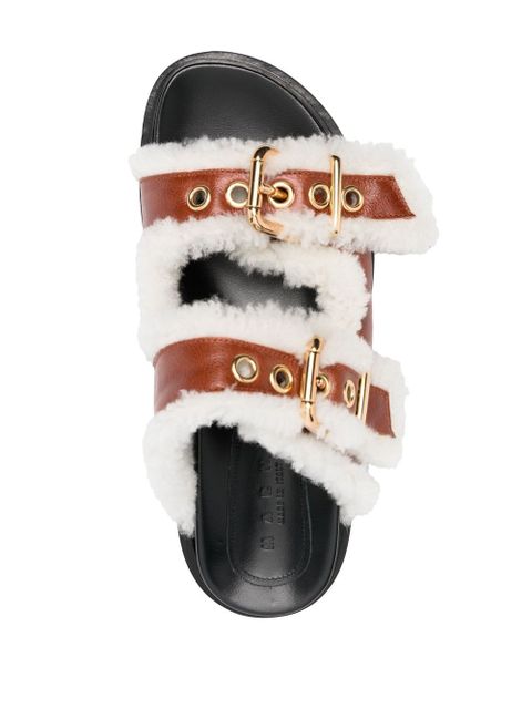 Marni Fussbett shearling slides - Brown