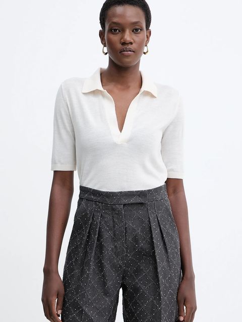 Simona Corsellini polo wełniane damski kolor beżowy A25CPMGE0501