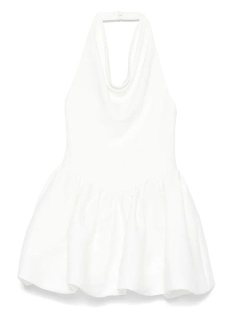 Self-Portrait halterneck gathered mini dress - White
