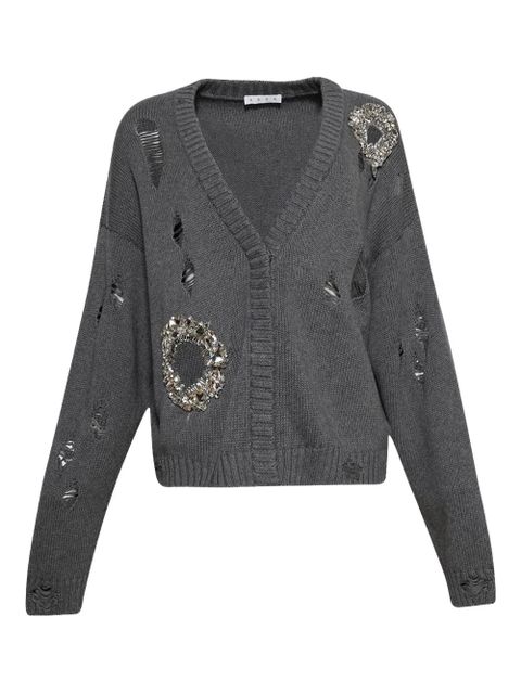 AREA crystal-embellished distressed cardigan - Grey - zdjęcie produktu nr 1