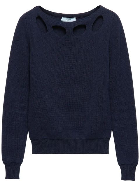 Prada cotton boat-neck sweater - Blue - zdjęcie produktu nr 1
