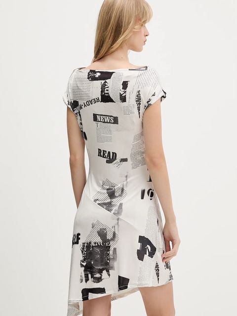 Desigual sukienka i sweter ORIANA kolor biały mini rozkloszowana 25WWVK42