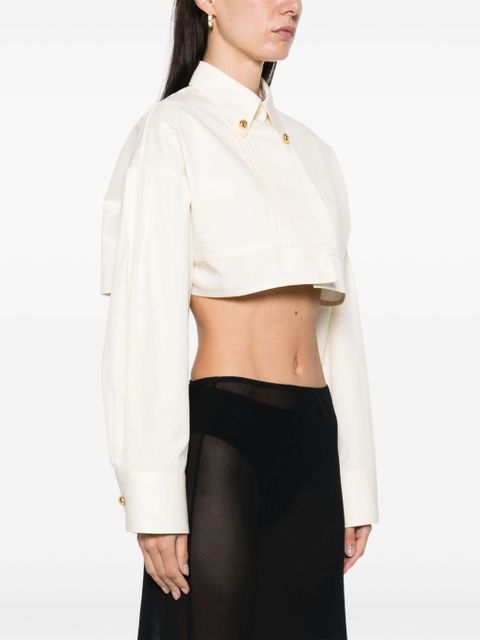 Prada pintuck-detail cropped jacket - Neutrals