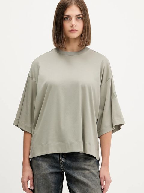 adidas t-shirt bawełniany Soft Lux damski kolor zielony JW5068 - zdjęcie produktu nr 1