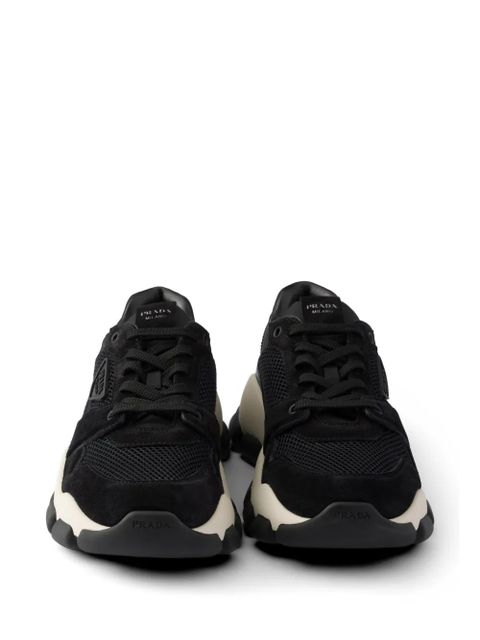 Prada mesh fabric and suede sneakers - Black