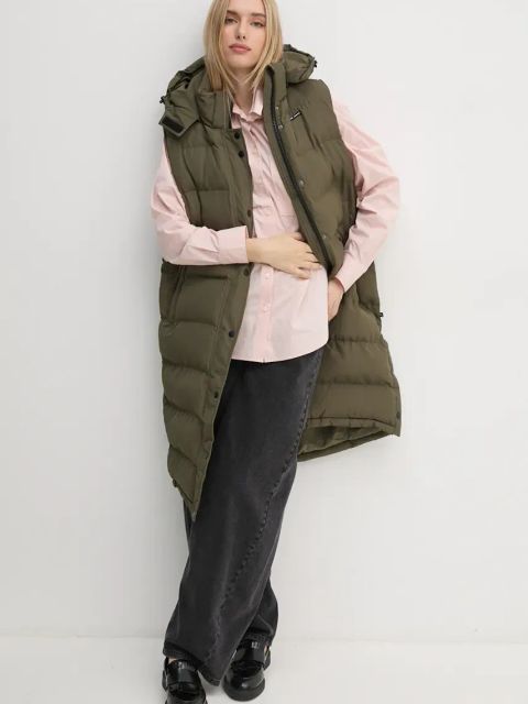 Pepe Jeans bezrękawnik BIBI VEST damski kolor zielony zimowy PL402439