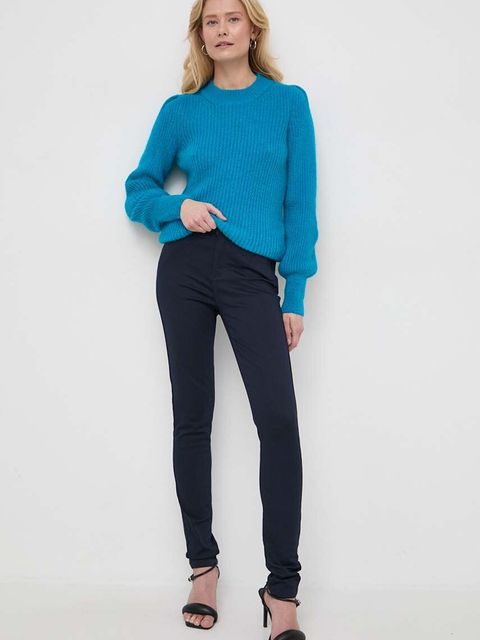 Morgan sweter z domieszką wełny MINA damski kolor niebieski